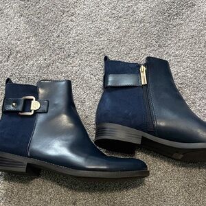 Tommy Hilfiger Navy Ankle Boots with Gold Buckle